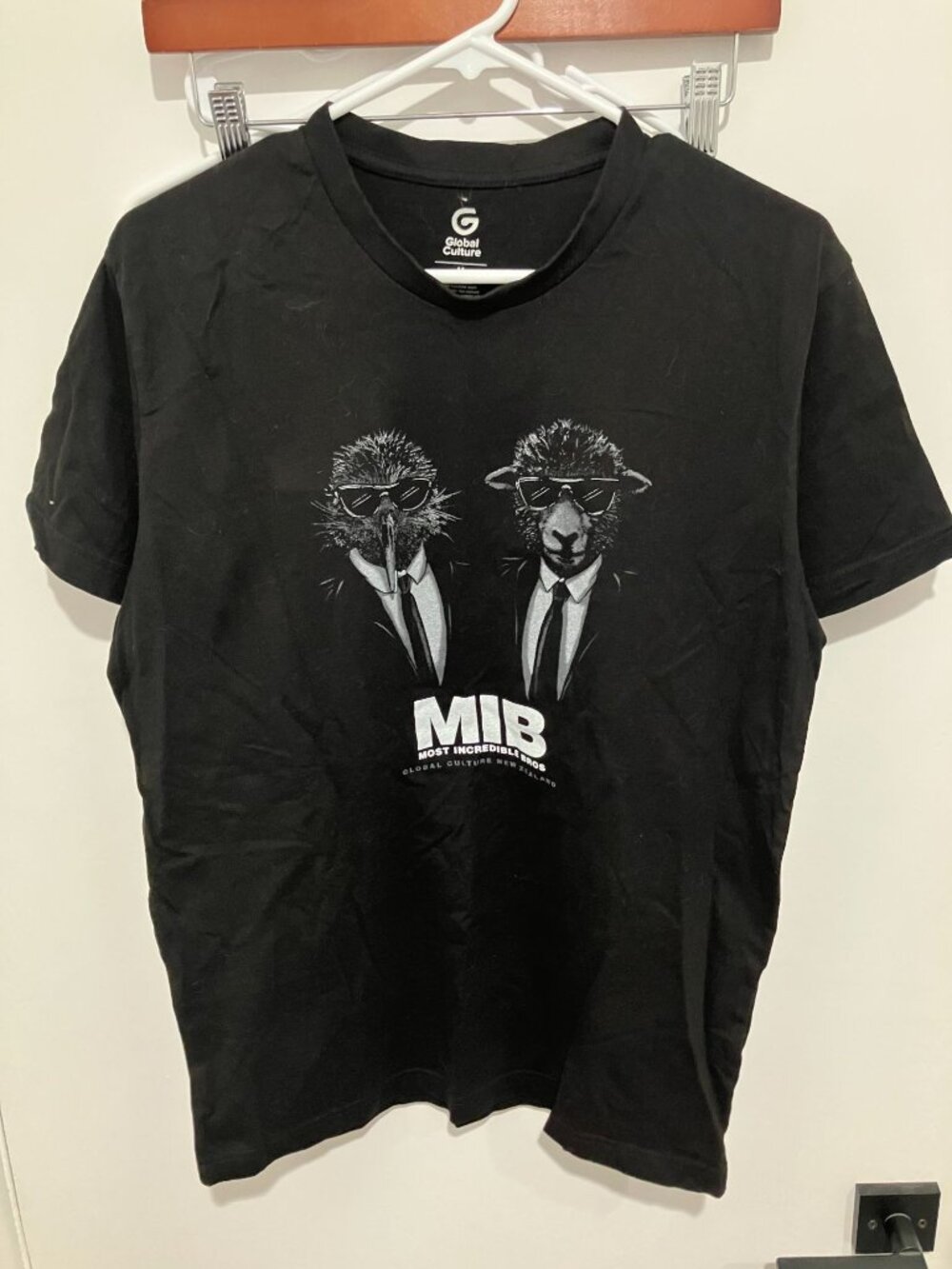 Global Culture NZ MIB Most Incredible Bros Black Graphic T-Shirt Medium